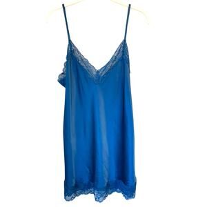 Intimissimi Lace and Silk V-neck Top cami in sapphire blue women's sz. Large